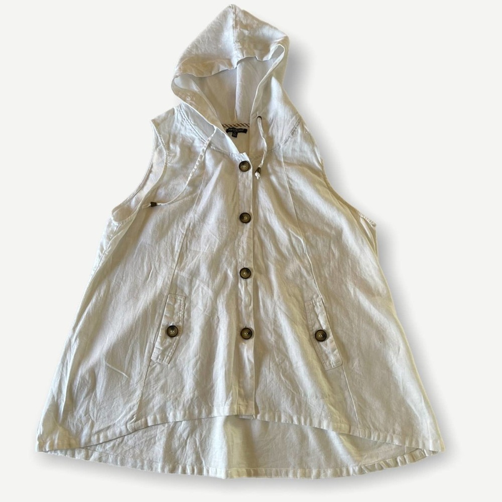For Cynthia Linen Hoodie Vest SZ 2X